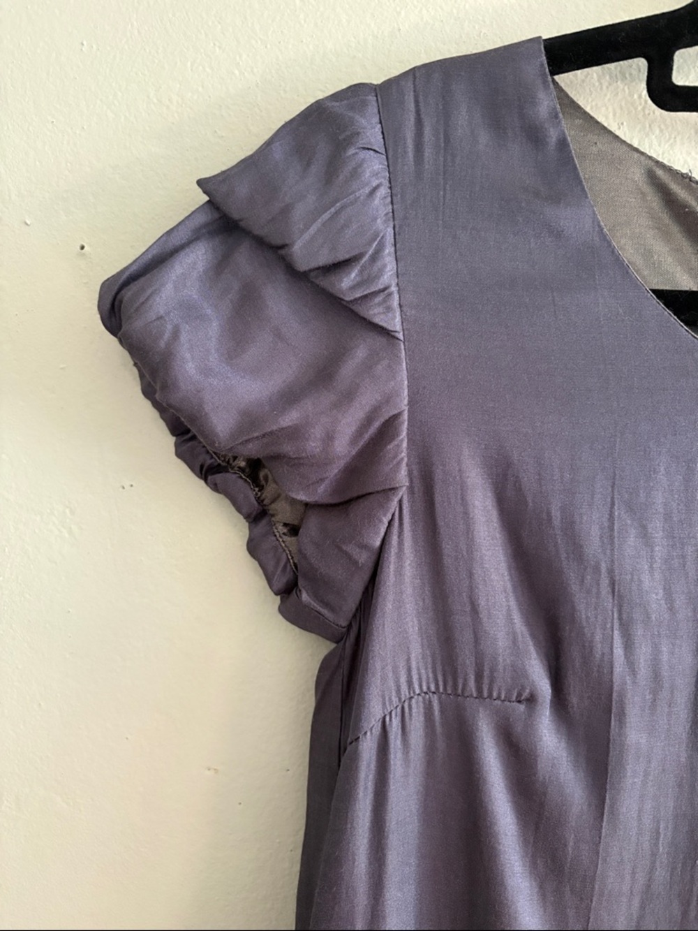 Criss Cross Slate Gray Cotton-silk Blend mini dress S - Picture 3 of 4